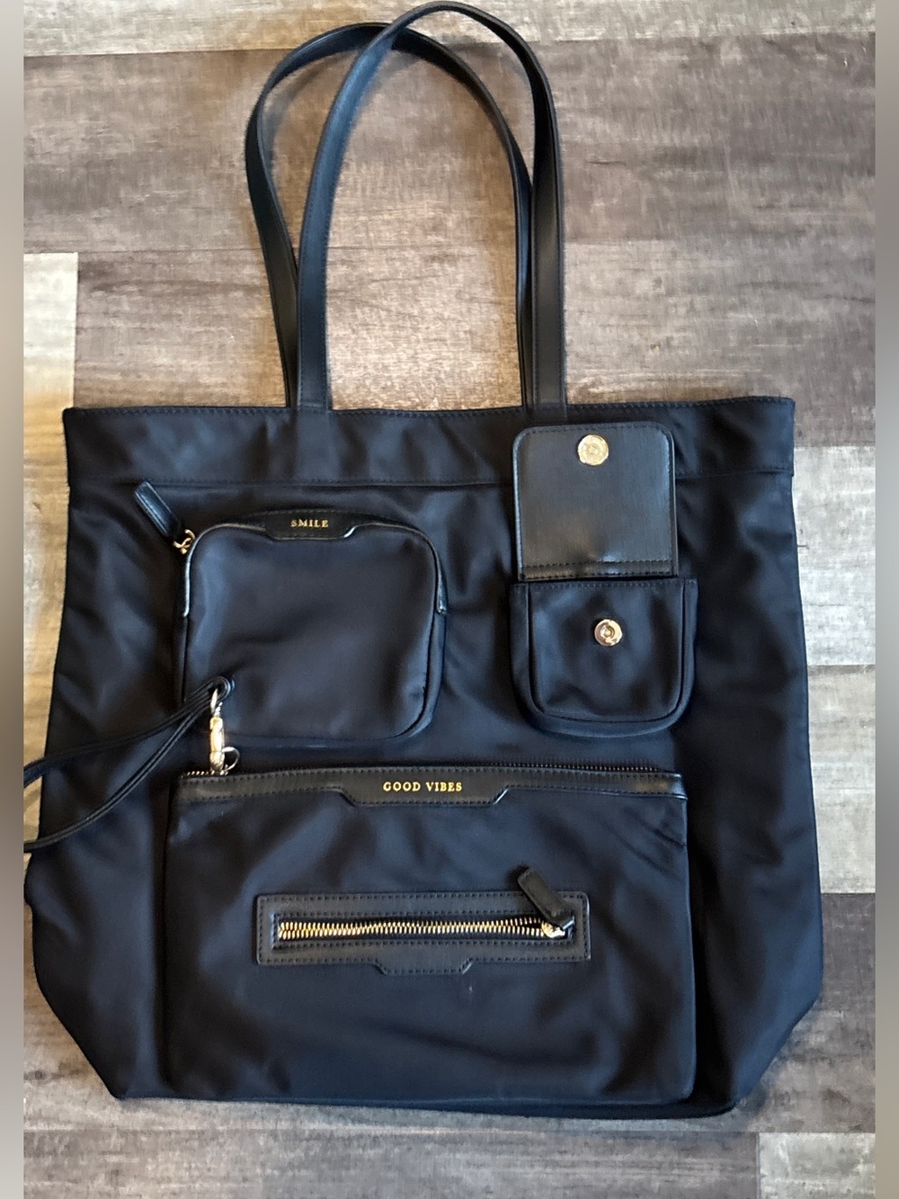 LIKE DREAMS women nylon  utility tote bag in black - Picture 2 of 3